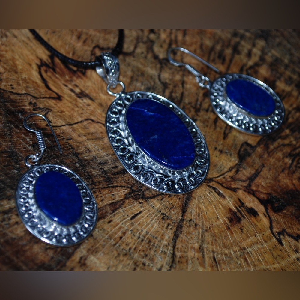 Lapis Lazuli Pendant & Earrings Set
